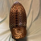 Asian Carved Wood Bird Adorned With Silver  Copper   Brass