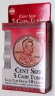 Penny - 5 Round Plastic Coin Tubes With Screw Lid By Whitman For Coin Storage