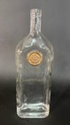 Vintage Glass Liquor Bottle Decanter Gold Rose Rosette Medallion Seal 13 5  Tall