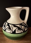 Ute Mountain Tribe Green Black Cream Pottery Pitcher Signed M  T  7    Tall