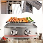 Portable 2 Burner Gas Bbq Grill Tabletop Camping Smokeless Grill Stainless Steel