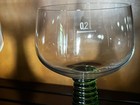 Pair Of Vintage German Roemer Wine Glasses Green Beehive Stem