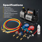 Air Vacuum Pump Hvac Ac Air Tool 3 5cfm 1 4hp   Manifold Gauge Set With Case