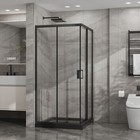 36 x36 x72  Corner Shower Enclosure Sliding Door With Black Base Combo Kit
