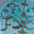 Vintage Ceramic Decorative Wall Plate Fluer Large Blue Rustic Heavy Centerpiece