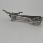 Vintage Longhorn Tie Clip Bar Texas Steer Head Silver Tone Figural Mens