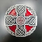 Metal Round Celtic Cross   Knotwork Belt Buckle - Open Box   New Old Stock
