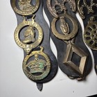 Vintage Brass Horse Medallion Leather Strap Display Lot  5  King  England  Decor