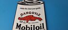 Vintage Mobil Porcelain Sign - Motor Oil Can Porcelain Gargoyle Sign