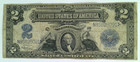 1899  2 Two Dollar Silver Certificate Large Size Note Blue Seal Mini Portal F vf