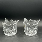 Two Vtg Bohemia Czech Republic Lead Crystal Flower Candle Holders