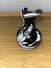 Vintage Black And White Small Mexican Pottery Vase Signed J p  Made In Acapulco