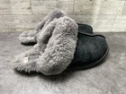 Ugg Australia Slipper Women 7m Scuffette Ii  Shoes Black Suede Fur Trim Comfort