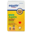 Equate Low Dose Aspirin Pain Relief Safety Coated Tablets  81 Mg  60 Count