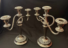 Vintage English Signed Silver Plated Three-armed Candelabra - Very Solid Pieces