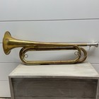 Vintage Us Regulation Solid Brass Bugle Made In Usa With Original Box 17 Inch