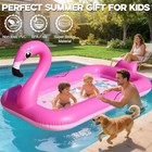 Flusing Kids Flamingo Sprinkler Splash Pad  Portable Inflatable Water Pool Toy