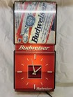 Vintage 1997 Anheuser-busch Budweiser Lighted Beer Sign With Clock 12x28