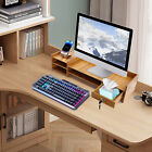 Wood Desk Organizer Stand W drawers Office Desktop Storage Monitor Holder Stand