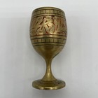 4 Rare Vintage Brass Goblets Hand Carved
