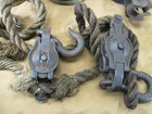 Antique Wood Wooden Block Tackle Barn Farm Pulleys Hooks   Rope Rustic Decor Lot