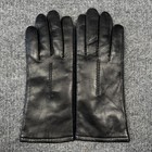 Fownes Leather Gloves Womens 7 5 Black Insulated Fleece Lined Winter Casual