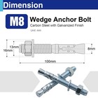 10pcs 5 16     4  Concrete Anchor Bolts  Zinc Plated Carbon Steel Wedge Anch
