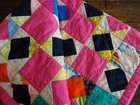 Handmade Multicolored Bright Floral Geometric Squares Patchwork Baby Crib Quilt