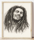 Bob Marley Drawing Print Portrait Sketch 8  X 10  Bob Marley Reggae Wall Art