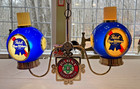 Vintage Pabst Blue Ribbon Beer Hanging Lighted Double Sconce Works 