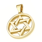 Round Star Of David Pendant In Solid 14k Yellow Gold Magen Woven Jewish Jewelry