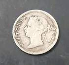 1891   Hong Kong 5 Cents Queen Victoria Silver Coin  km  5 