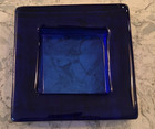 New Vintage Cobalt Blue Glass Heavy Square Ash Tray Trinket Dish 6  X 6 