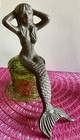 Mermaid  Figurine  10 1 2    Inch Sitting Mermaid  Rustic Brown Cast Iron