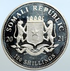 2021 Somalia Republic Elephant African Wildlife Proof Silver 100sh Coin I100680