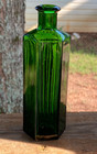 1800 s Poison Bottle Emerald Green Hex Ribbed 5 1 2 hand Blown Nice 