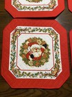 Vintage Christmas Placemats 6 Quilted Fabric Whp Santa Claus 14    Square Eb19