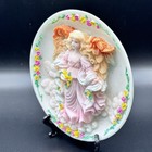 Vintage Angel Shelf Sitter Ceramic Plaque Pastel Floral Roses Cottagecore Wings