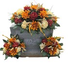 Cream Rust Mum Dahlia Autumn Headstone Saddle Set