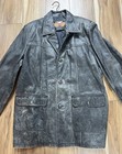 Harley Davidson Vintage Distressed Black Leather Jacket Long Trench Size Xl