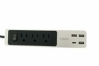 3 Outlet Surge Protector Power Strip Grounded Flat Plug Extension Cord 6ft Usb-c