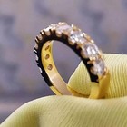 2ct Round Cut Real Moissanite Eternity Wedding Band Ring 14k Yellow Gold Plated