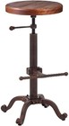 Vintage Industrial Swivel Bar Stool  Adjustable Pine Wood Seat  Cast Iron Base