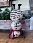 New Primitive Snowman Recycled Metal Handstand Snowball Winter Christmas 12 h
