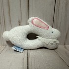 Vintage Eden Terry Cloth Bunny Rabbit Baby Rattle Plush White Lace 5 Inch