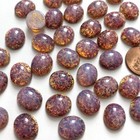 6 Vintage Pink Opal Cabochons Czech Glass 14x12 Golden Red Speckle C14-43-a
