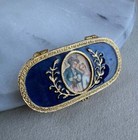 Vintage Estee Lauder Solid Perfume Compact Mini Royal Blue Enamel