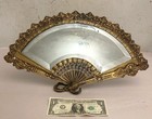 Antique 19th C  Victorian Brass Fan Mirror Easel Back 