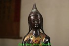 8 6 old Tibet Buddhism Pure Bronze Gilt Gem Zongkaba Je Tsongkhapa Buddha Statue