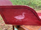 Antique Primitive Red Painted Wooden Doll Cradle Folk Art Duck Horse Decorative
